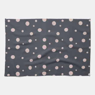 FAUX glitter rose gold blush dotty pattern Kitchen Towel