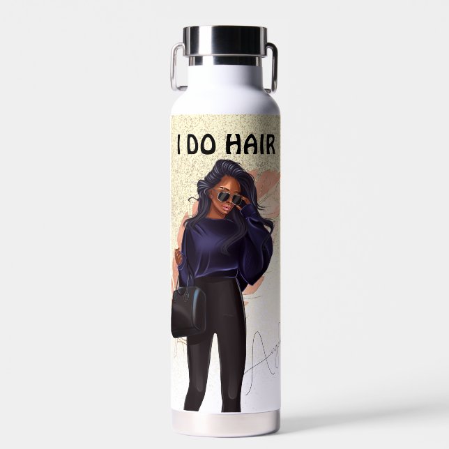 Faux Glitter Salon Hair Pink Gold Water Bottle (Front)