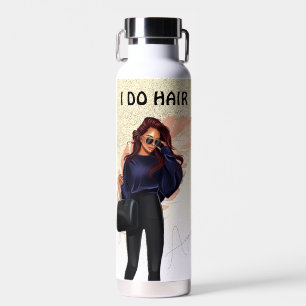 Faux Glitter Salon Woman Hair Pink Gold  Water Bottle