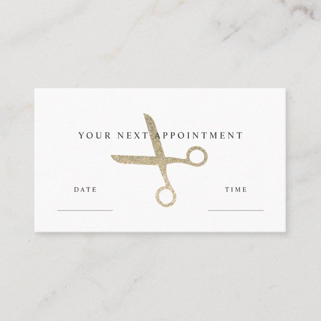 Faux Glitter Scissors Appointment Card (Front)