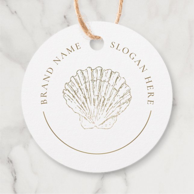 Faux Glitter Seashell Logo Favour Tags (Back)