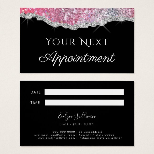 Faux glitter sequin Appointment Card (Front & Back)
