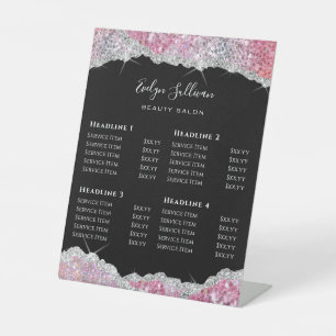Faux Glitter Sequin Price List Pedestal Sign