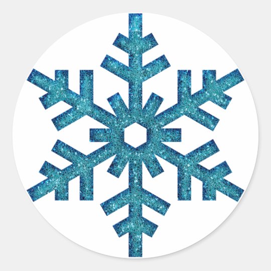 Faux Glitter Snowflake Christmas SticG Classic Round Sticker