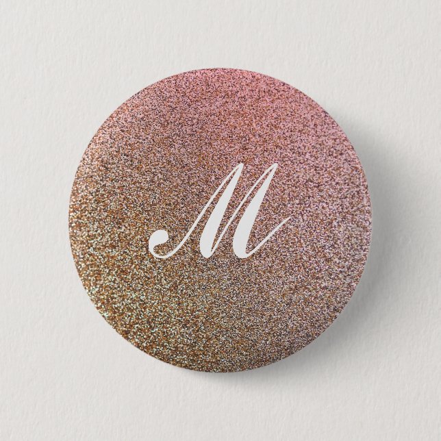 Faux Glitter Sparkly Rose-Gold Button (Front)