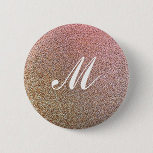 Faux Glitter Sparkly Rose-Gold Button