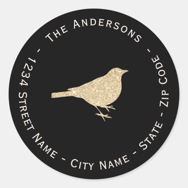 Faux Glitter Sparrow Return Address Label (Front)