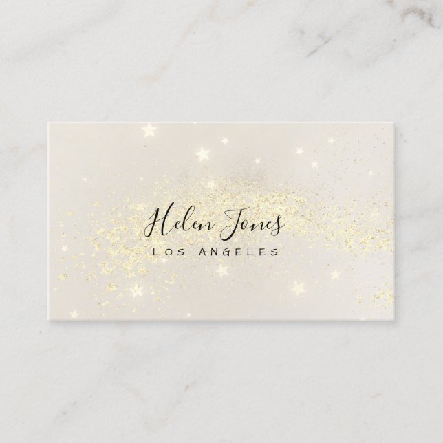 faux glitter stars sepia watercolor business card (Front)