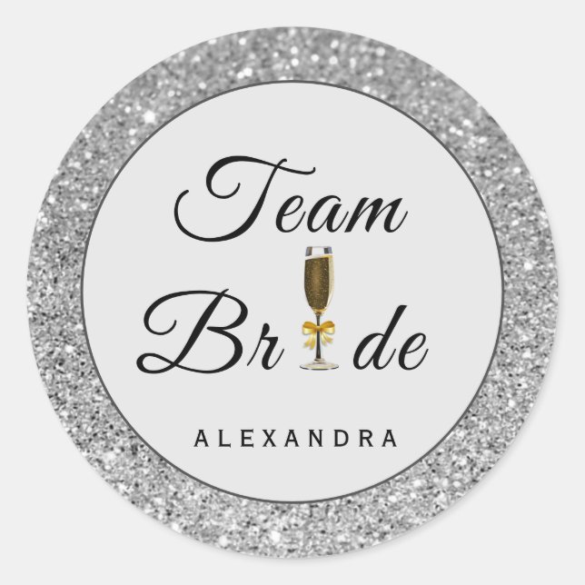 Faux Glitter Team Bride Sticker (Front)