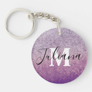 Faux Glitter Two Tone Monogrammed Keychain