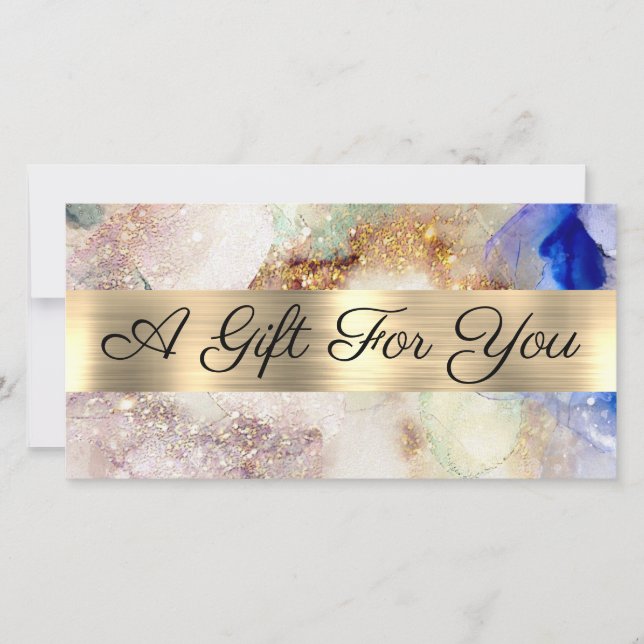 Faux Glitter Watercolor and Foil Gift Certificate (Front)