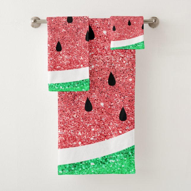 FAUX glitter watermelon Bath Towel Set (Insitu)