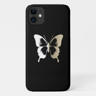 Faux Glitter & White Butterfly iPhone 11 Case