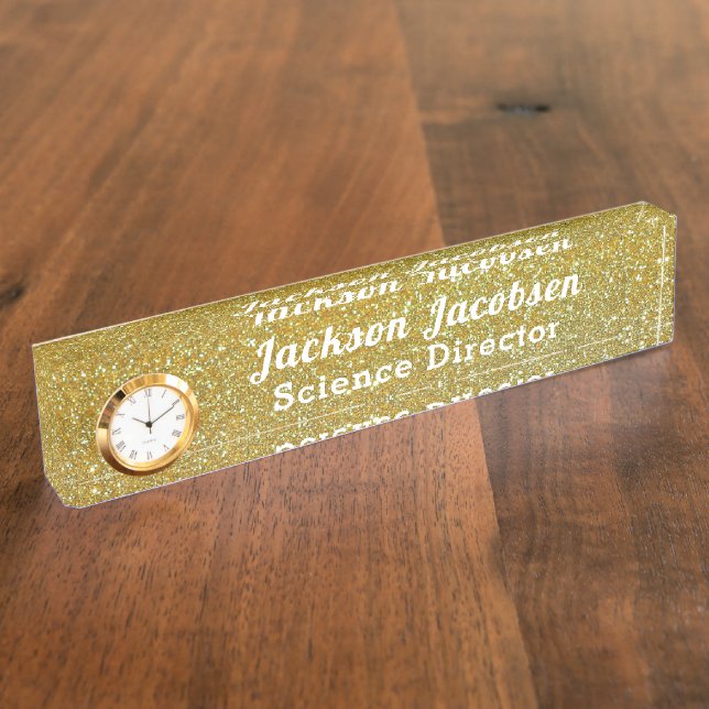 Faux Glittery Gold Science Nameplate (Side)