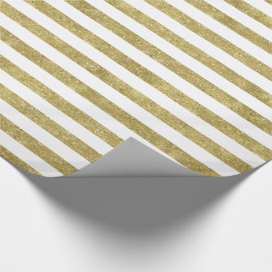 Faux Glittery Gold Stripes Wrapping Paper
