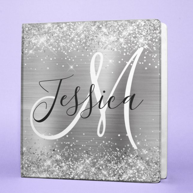 Faux Glittery Silver Ombre Foil Monogram Binder (Creator Uploaded)