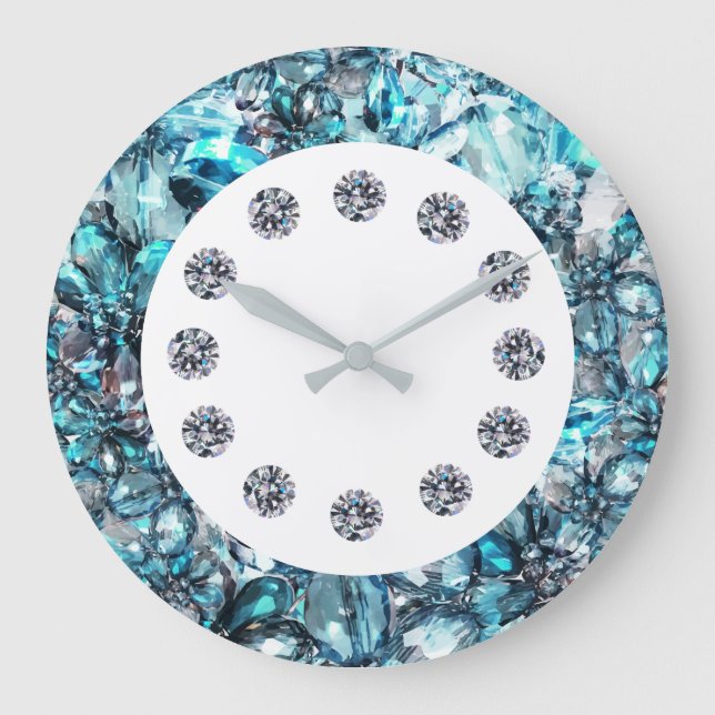 Faux Glitzy Jewel Bling Wall Clock (Front)