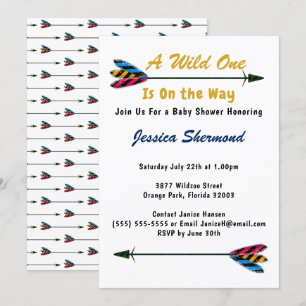 Faux Gold A Wild One Tribal Arrow Baby Shower Card