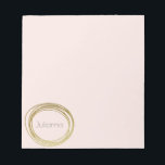 Faux Gold Abstract Circle Design Blush Pink Name Notepad<br><div class="desc">An abstract scribble circle design in faux gold on a light blush pink background personalized with your name in grey modern lettering.</div>