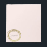Faux Gold Abstract Circle Design Blush Pink Name Notepad<br><div class="desc">An abstract scribble circle design in faux gold on a light blush pink background personalized with your name in grey modern lettering.</div>