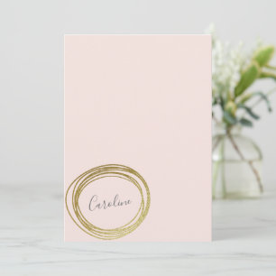 Faux Gold Abstract Circle Design Script Name Card