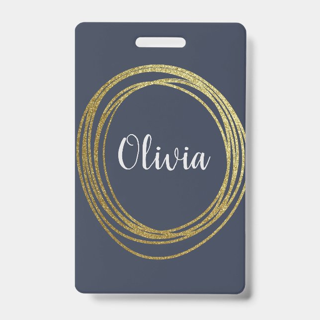 Faux Gold Abstract Circle Design with Name Badge (Front)