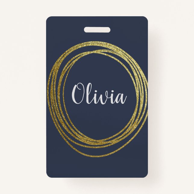 Faux Gold Abstract Circle Design with Name Badge (Front)