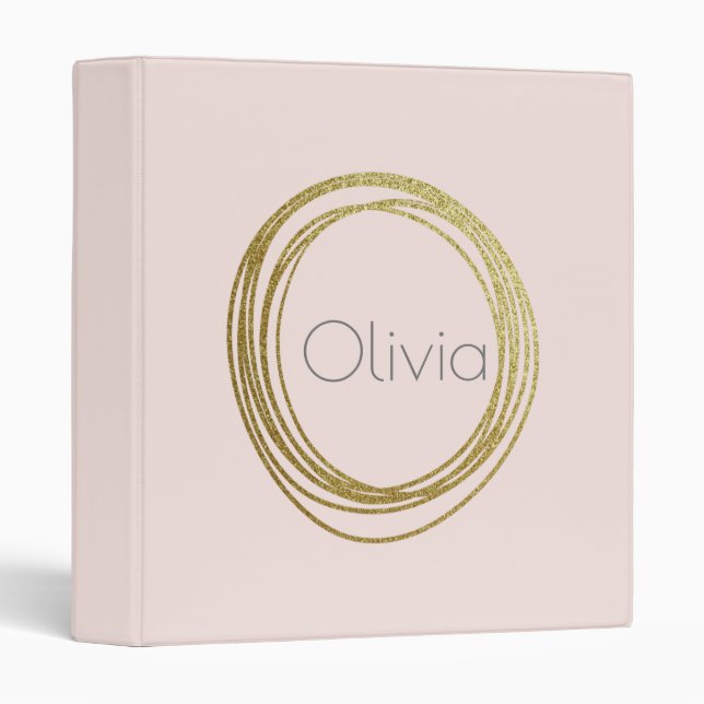 Faux Gold Abstract Circle Design with Name Binder (Front/Spine)