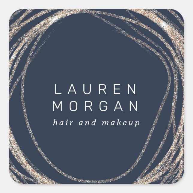 faux gold abstract logo modern monogram square sticker (Front)