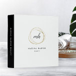 Faux Gold Abstract Monogram Logo Binder<br><div class="desc">Keep track of your product inventory, appointments, customer data and more with our chic black and white binder. Design features your initial(s) or monogram in calligraphy script inside a faux gold foil abstract circle element. Personalize with two lines of custom text beneath, and add additional custom text to the spine....</div>