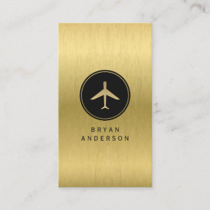 Faux Gold Airplane Business Card