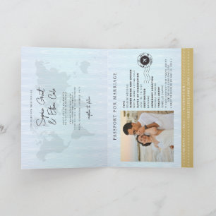 Faux Gold Airplane Passport Destination Wedding  Invitation