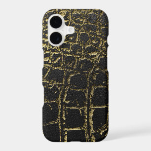 Faux Gold and black Crocodile /Snake Skin