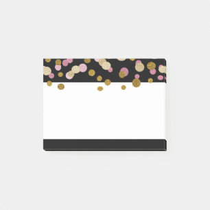 FAUX Gold And Pink Glitter Dots (printed flat) Post-it Notes