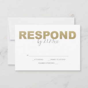 Faux Gold and Pink Reply RSVP Cards