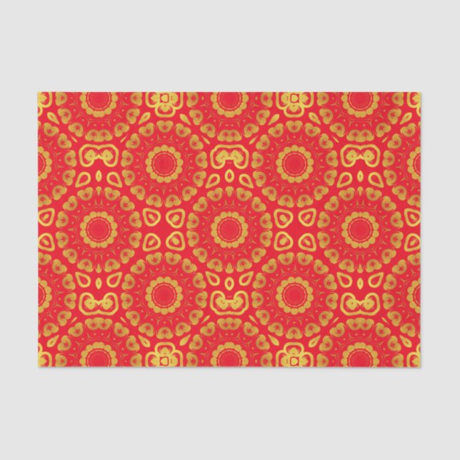 Faux Gold and Red Stylish Chic Decorative Pattern Tissue Paper (Front)