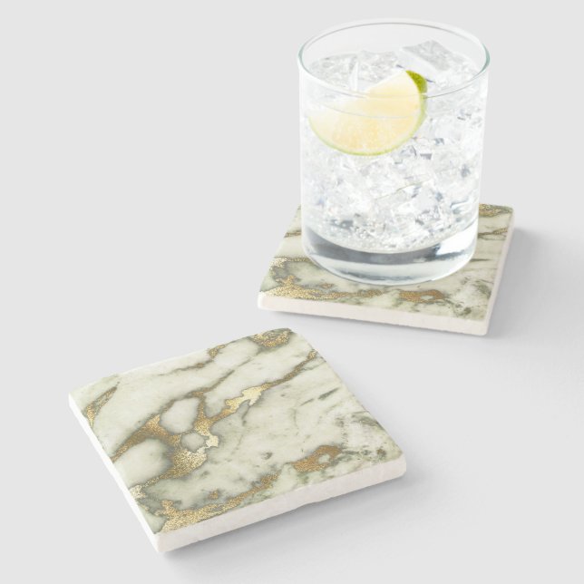 FAUX gold and white marble Stone Coaster (Side)