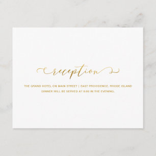 Faux Gold and White Reception Wedding Enclosure Card