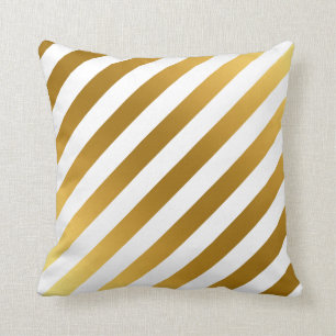 Faux Gold and White Stripes Pattern Elegant Throw Pillow
