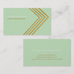 Faux Gold Angle Stripes Modern Pale Green Business Card