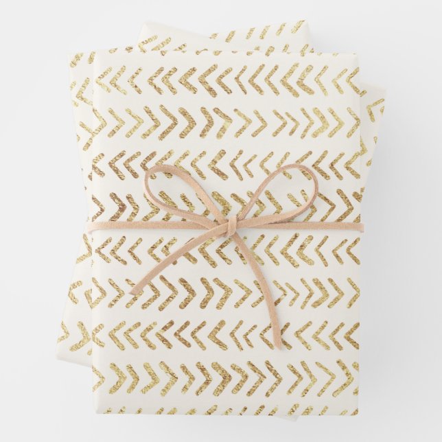 Faux gold arrow pattern wrapping paper sheet (In situ)