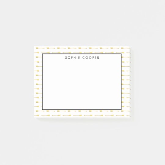 Faux Gold Arrows Pattern Personalized Post-it Notes