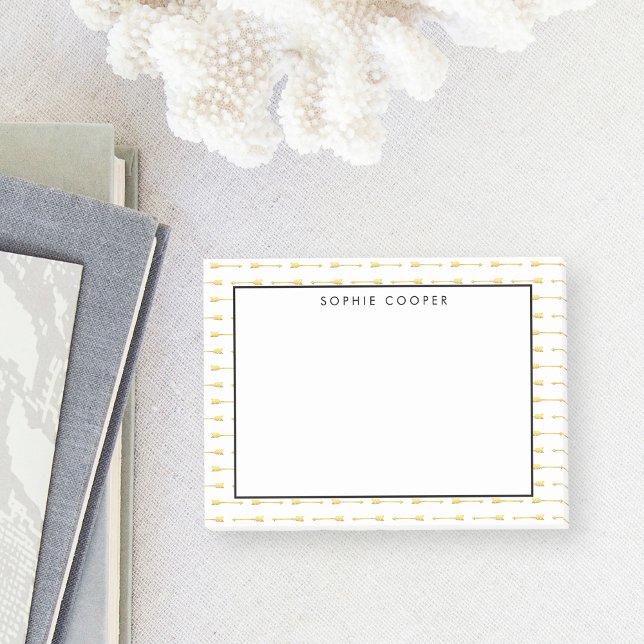 Faux Gold Arrows Pattern Personalized Post-it Notes (Creator Uploaded)