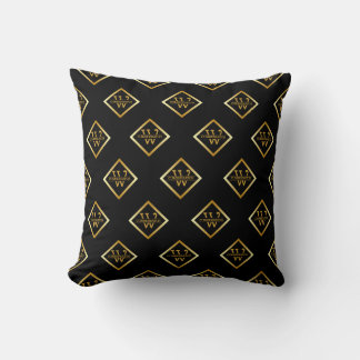 Faux Gold Axis Monogram – Black & Gold Throw Pillow