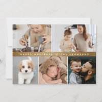 Faux Gold bar Happy Holidays Family Photo Collage