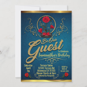 Faux gold be our guest Birthday Invitation