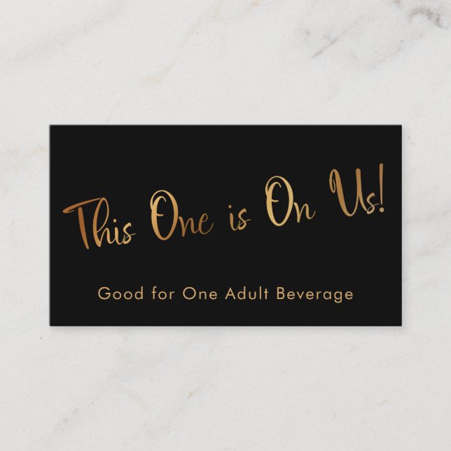Faux Gold Black Casual Drink Tickets Insert Cards (Front)