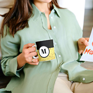 Faux Gold Black Monogram Initial Coffee Mug