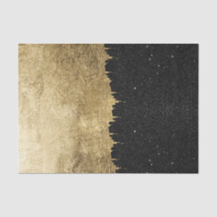 Faux Gold & Black Starry Night Brushstrokes Tissue Paper