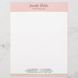 Faux Gold Blush Pink Modern Calligraphy Script Letterhead